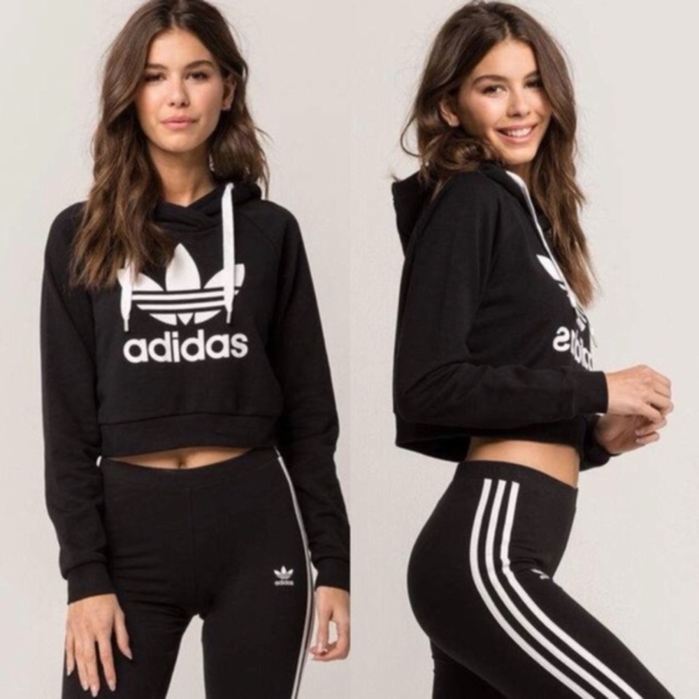 Adidas Originals Trefoil Cropped Hoodie Small